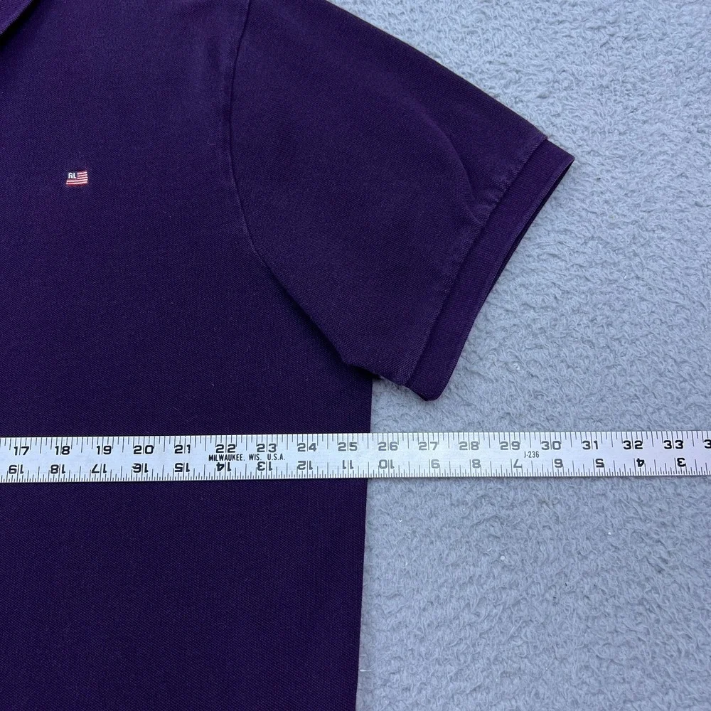 Polo‎ Jeans Co Knit Oxford Button Polo Shirt Mens XXL Purple Flag Logo Collared